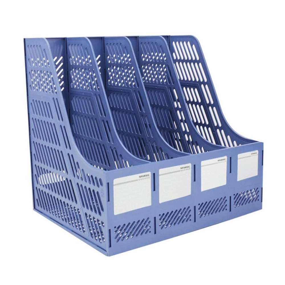 4 Section Plastic File Plate Office Desk Organizer Literature Magazine Book Paper Document Folder Tray Office Home Desktop Book Box Bookshelf (1)