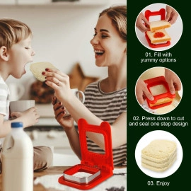 Sandwich Cutter and Sealer, Serrated Design, Stainless Steel, Makes Pocket Sandwiches (Square)