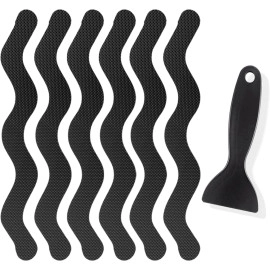24 Pcs Non-Slip Bathtub Stickers, Anti Slip Shower Strips Treads, Safety Bathroom Tubs Mat with Scraper, for Pools Stairs Steps Ladders Boats(Black Color)