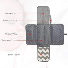Baby Changing Mat with Organizer Bags, Foldable and Detachable Changing Pad for Baby Diaper Bag, Changing Table Pad. One-Hand Diaper Change Pad. Baby Shower Gifts, Newborn Baby Essentials
