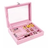 elvet Jewelry Storage Organizer With Glass Lid || 9 Grids Jewelry Box For Women || Jewelry Sorage Case For Earring, Necklace, Ring Watch (Pack Of 1) 