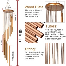 Classic 15 Aluminum Tubes Rotate Wind Chimes Tube Tones Magical Sounds for Home Decoration Metal Feng Shui Vastu Windchime Pipes Rods for Positive Vibrations Energy Flow 