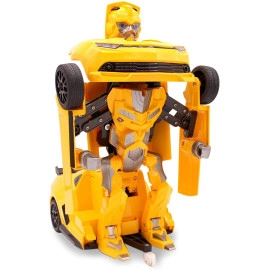 2in1 Transform Robot Car Toy with Sound for Kids (Yellow)