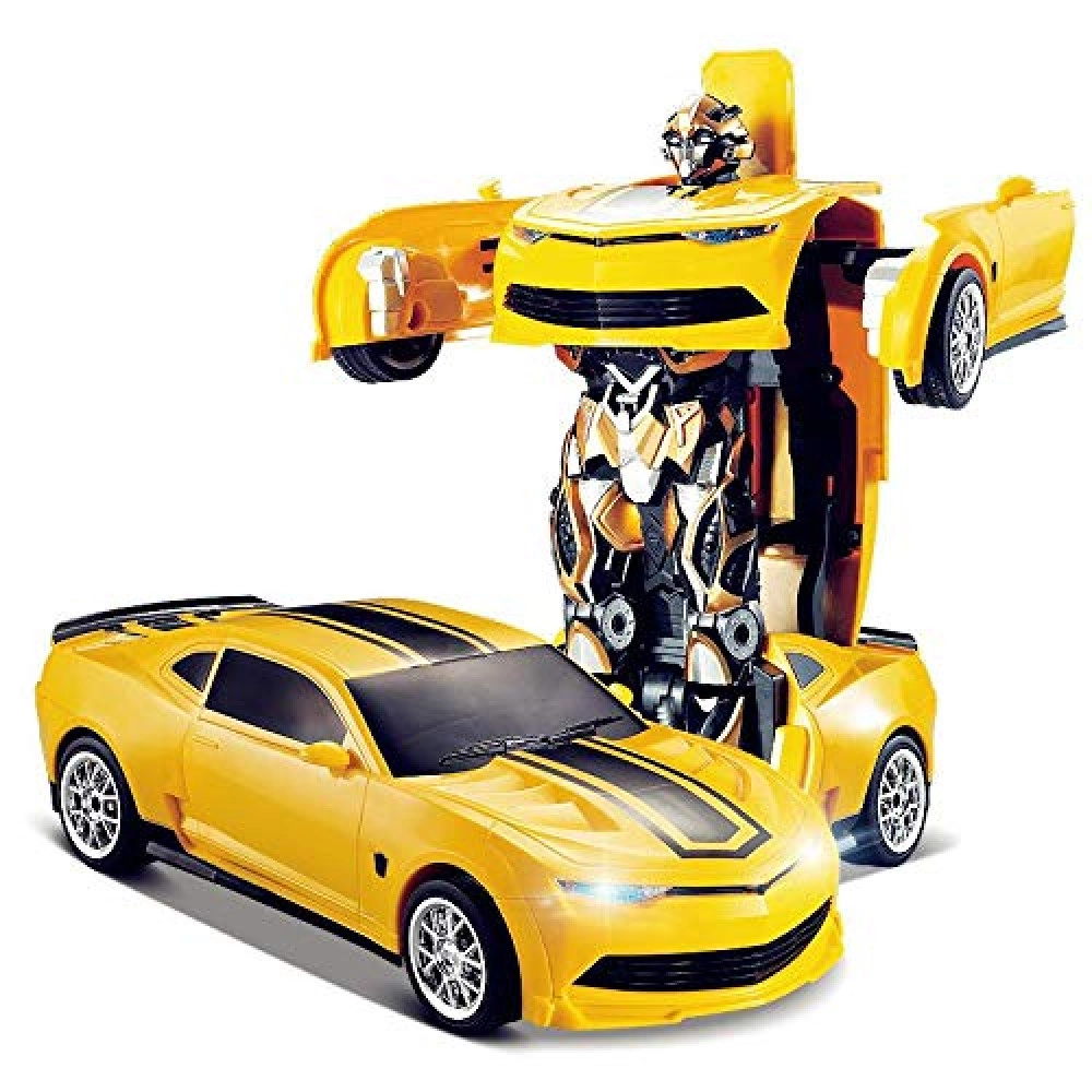 2in1 Transform Robot Car Toy with Sound for Kids (Yellow)
