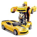 2in1 Transform Robot Car Toy with Sound for Kids (Yellow)