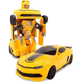 2in1 Transform Robot Car Toy with Sound for Kids (Yellow)