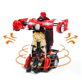 2in1 Transform Robot Car Toy with Sound for Kids (Yellow)