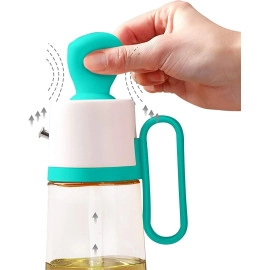 2 in 1 olive oil bottle glass seasoning container oil/honey/vinegar dispenser bottle for kitchen cooking, frying, baking, bbq pancake, air fryer, marinating (630 ml, multi color)