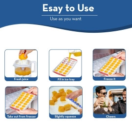 Easy Push Premium Pop Up Ice Cube Tray with Flexible Silicon Bottom and Over Lid, 6 Cube Trays Stackable Durable and Dishwasher Safe (Black, Pack of 1)