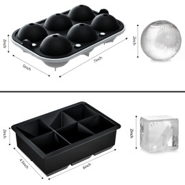 Easy Push Premium Pop Up Ice Cube Tray with Flexible Silicon Bottom and Over Lid, 6 Cube Trays Stackable Durable and Dishwasher Safe (Black, Pack of 1)