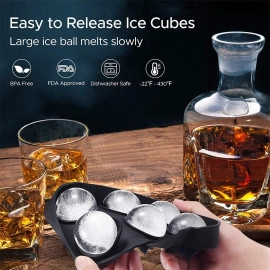 Easy Push Premium Pop Up Ice Cube Tray with Flexible Silicon Bottom and Over Lid, 6 Cube Trays Stackable Durable and Dishwasher Safe (Black, Pack of 1)