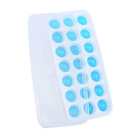 Easy Push Premium Pop Up Ice Cube Tray with Flexible Silicon Bottom and Over Lid, 6 Cube Trays Stackable Durable and Dishwasher Safe (Black, Pack of 1)