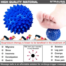 Acupressure Massage Ball, 3.5 inch | Ideal for Physiotherapy, Deep Tissue Massage, Trigger Point Therapy, Muscle Knots | Acupressure Therapy Ball for Myofascial Release & Pain Relief, (Blue)