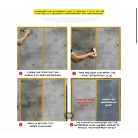 Crack Seal Glue 300Gm With Brush Transparent Waterproof Glue For Roof Leakage Crack Seal Agent Roof Water Leakage Solution Water Proof Glue Transparent Glue Waterproofing (300Ml)