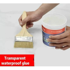 Crack Seal Glue 300Gm With Brush Transparent Waterproof Glue For Roof Leakage Crack Seal Agent Roof Water Leakage Solution Water Proof Glue Transparent Glue Waterproofing (300Ml)
