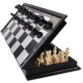 Magnetic Educational Chess Board Set with Folding Chess Board 2 Plyaers Travel Toys for Kids and Adults (10 Inch) (Black Color)