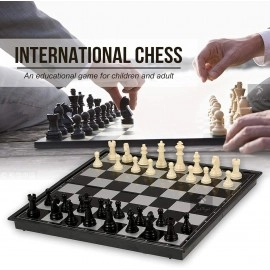 Magnetic Educational Chess Board Set with Folding Chess Board 2 Plyaers Travel Toys for Kids and Adults (10 Inch) (Black Color)