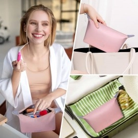 Triangle Makeup Bag Dumpling Travel Bag Small Makeup Bag Cosmetic Bag Portable Makeup Organizer Bag Waterproof Makeup Pouch with Zipper for Men Women (Multi Color)