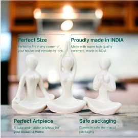 Yoga Girl Statue | Set of 3 | Minimalist Ceramic Meditation Thinker Sculpture | Decorative | Yoga Statues