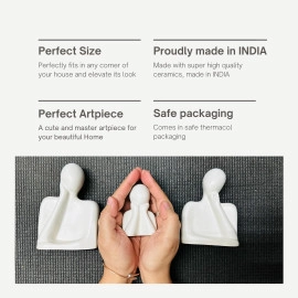 Yoga Girl Statue | Set of 3 | Minimalist Ceramic Meditation Thinker Sculpture | Decorative | Yoga Statues