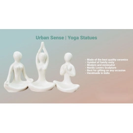 Yoga Girl Statue | Set of 3 | Minimalist Ceramic Meditation Thinker Sculpture | Decorative | Yoga Statues