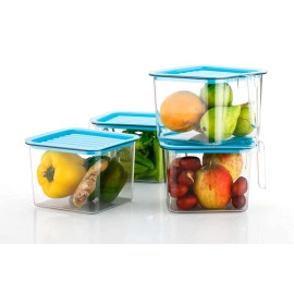 1100ml Fridge storage containers jar Set Plastic Refrigerator Box with Handles and Airtight Lid Unbreakable kitchen storage Vegetable Food Fruits Basket (Pack Of 2, Multi Color)