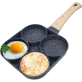 4 Hole Non Stick Egg Frying pan, Multi-Purpose Frying pan for Omelet uttapam,idli Burger Poached Egg Kitchen Breakfast(1pcs) (Black)