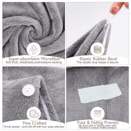 2 PCS Microfiber Hair Wraps Magic Fast Dry Towel Drying Bath Twist Hat Spa Soft Cap Hair Towel Wrap for Hair Super Absorbent Hair Drying Towel with Button Design Hair Turbans for Women (Multicolor)