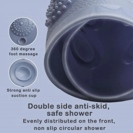 Anti Skid Bath mat with Foot Scrubber for Bath Room Shower mat with Suction Cups & Drain Holes Silicone Floor mat for Kids & Adults (70 x 35, Grey)