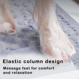 Anti Skid Bath mat with Foot Scrubber for Bath Room Shower mat with Suction Cups & Drain Holes Silicone Floor mat for Kids & Adults (70 x 35, Grey)