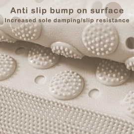 Anti Skid Bath mat with Foot Scrubber for Bath Room Shower mat with Suction Cups & Drain Holes Silicone Floor mat for Kids & Adults (70 x 35, Grey)