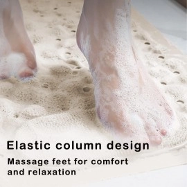 Anti Skid Bath mat with Foot Scrubber for Bath Room Shower mat with Suction Cups & Drain Holes Silicone Floor mat for Kids & Adults (70 x 35, Grey)