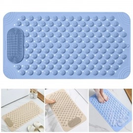 Anti Skid Bath mat with Foot Scrubber for Bath Room Shower mat with Suction Cups & Drain Holes Silicone Floor mat for Kids & Adults (70 x 35, Grey)