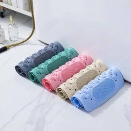 Anti Skid Bath mat with Foot Scrubber for Bath Room Shower mat with Suction Cups & Drain Holes Silicone Floor mat for Kids & Adults (70 x 35, Grey)