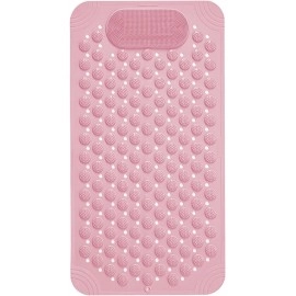 Anti Skid Bath mat with Foot Scrubber for Bath Room Shower mat with Suction Cups & Drain Holes Silicone Floor mat for Kids & Adults (70 x 35, Grey)