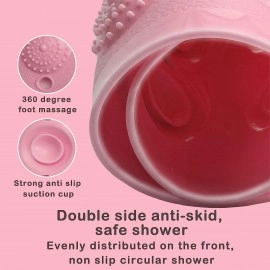 Anti Skid Bath mat with Foot Scrubber for Bath Room Shower mat with Suction Cups & Drain Holes Silicone Floor mat for Kids & Adults (70 x 35, Grey)