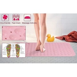 Anti Skid Mat for Bath and Bathroom Shower Mat Floor Bathroom Anti Slip Mat with Suction Cups & Drain Holes (Grey 40x100 cm)
