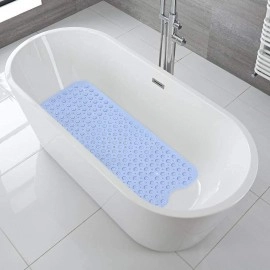 Anti Skid Mat for Bath and Bathroom Shower Mat Floor Bathroom Anti Slip Mat with Suction Cups & Drain Holes (Grey 40x100 cm)