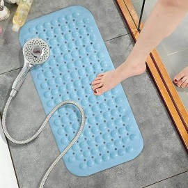 Anti Skid Mat for Bath and Bathroom Shower Mat Floor Bathroom Anti Slip Mat with Suction Cups & Drain Holes (Grey 40x100 cm)