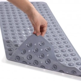 Anti Skid Mat for Bath and Bathroom Shower Mat Floor Bathroom Anti Slip Mat with Suction Cups & Drain Holes (Grey 40x100 cm)
