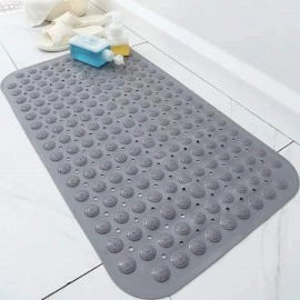 Anti Skid Mat for Bath and Bathroom Shower Mat Floor Bathroom Anti Slip Mat with Suction Cups & Drain Holes (Grey 40x100 cm)