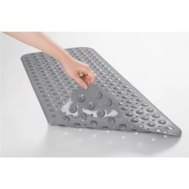 Anti Skid Mat for Bath and Bathroom Shower Mat Floor Bathroom Anti Slip Mat with Suction Cups & Drain Holes (Grey 40x100 cm)
