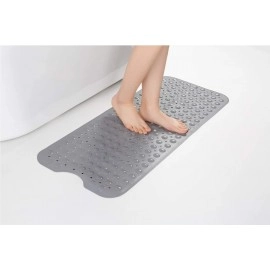 Anti Skid Mat for Bath and Bathroom Shower Mat Floor Bathroom Anti Slip Mat with Suction Cups & Drain Holes (Grey 40x100 cm)