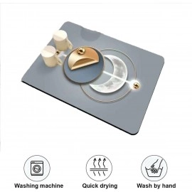 Dish Drying mat for Kitchen Non Slip Rubber Backed Kitchen Utensils Water Absorbent mat Drying mat Dish Rack Pad Countertop Kitchen Drainer pad ( 40 x 45 cm)