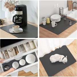 Dish Drying mat for Kitchen Non Slip Rubber Backed Kitchen Utensils Water Absorbent mat Drying mat Dish Rack Pad Countertop Kitchen Drainer pad ( 40 x 45 cm)