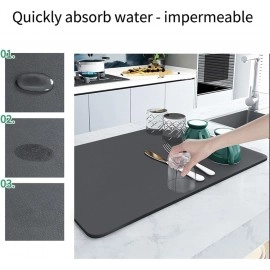 Dish Drying mat for Kitchen Non Slip Rubber Backed Kitchen Utensils Water Absorbent mat Drying mat Dish Rack Pad Countertop Kitchen Drainer pad ( 40 x 45 cm)