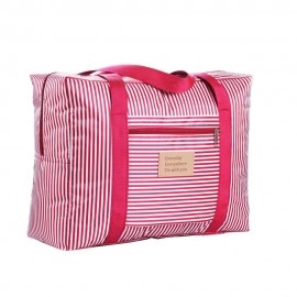 Fabric Oxford Waterproof Folding Travel Foldable Reusable Large Carry Tote Bag with Zipper Travel Duffel Bag Women's Travel Bags Lightweight Foldable Waterproof Shoulder Handbag Duffle Bag (Pink)