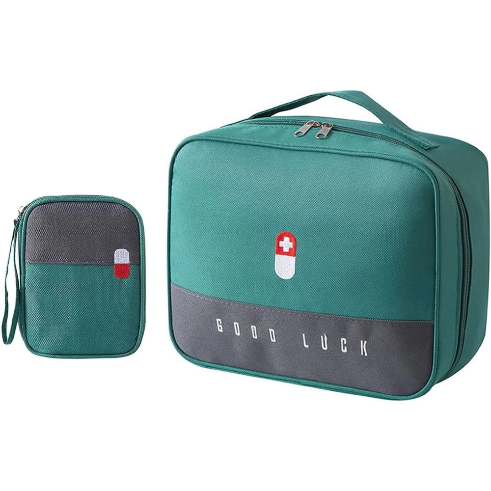 Medicine Pouch for Travel Medicine Pill Tablet Storage Organizer Bag First Aid Organizer Bag Mini Empty Medical Storage Bag for Home, Office, Travel - Set of 2