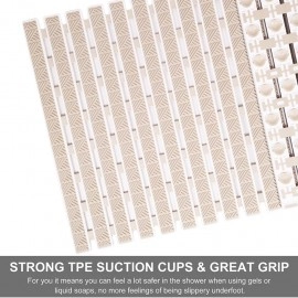 PVC Shower Mat Anti-Skid Plastic Bath Mat of PVC Rubber Shower Mat with Suction Cups and Drain Holes Foot mats for Walk-in Showers Mat (Beige)