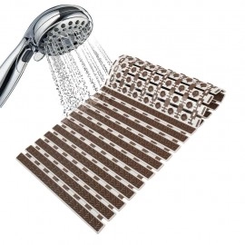 PVC Shower Mat Anti-Skid Plastic Bath Mat of PVC Rubber Shower Mat with Suction Cups and Drain Holes Foot mats for Walk-in Showers Mat (Beige)